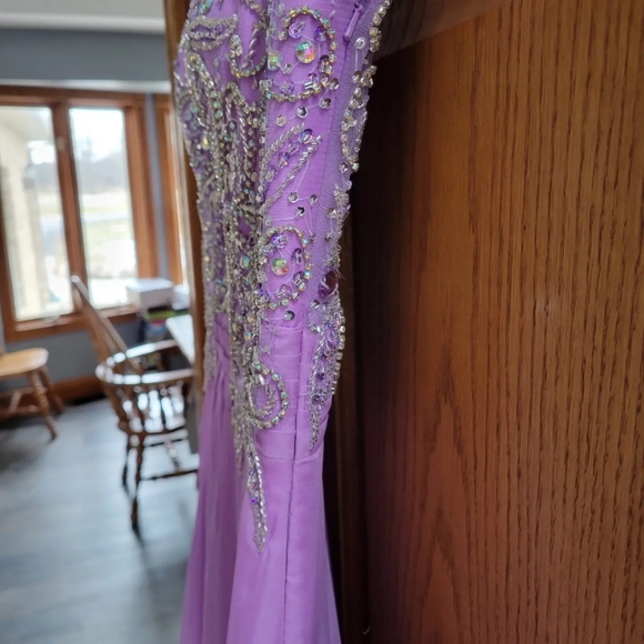 NWT Purple Beaded Prom Dress - Picture 5 of 9